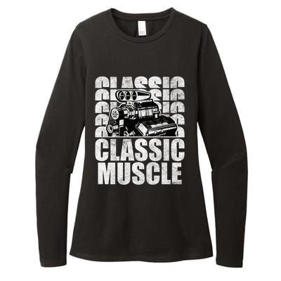 Classic Muscle Supercharged V8 Motor Mechanic Gift Womens CVC Long Sleeve Shirt