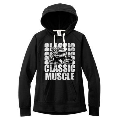 Classic Muscle Supercharged V8 Motor Mechanic Gift Women's Fleece Hoodie