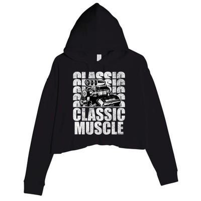 Classic Muscle Supercharged V8 Motor Mechanic Gift Crop Fleece Hoodie