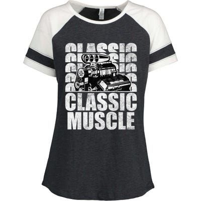 Classic Muscle Supercharged V8 Motor Mechanic Gift Enza Ladies Jersey Colorblock Tee