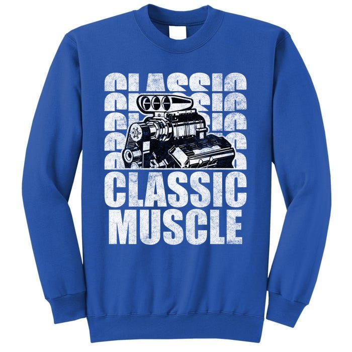 Classic Muscle Supercharged V8 Motor Mechanic Gift Tall Sweatshirt