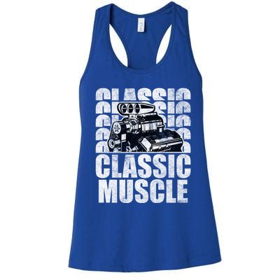 Classic Muscle Supercharged V8 Motor Mechanic Gift Women's Racerback Tank