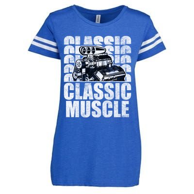 Classic Muscle Supercharged V8 Motor Mechanic Gift Enza Ladies Jersey Football T-Shirt