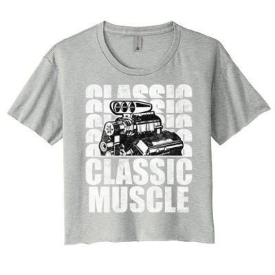 Classic Muscle Supercharged V8 Motor Mechanic Gift Women's Crop Top Tee