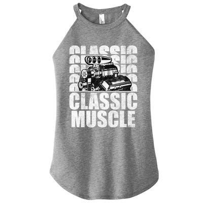 Classic Muscle Supercharged V8 Motor Mechanic Gift Women’s Perfect Tri Rocker Tank