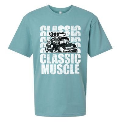 Classic Muscle Supercharged V8 Motor Mechanic Gift Sueded Cloud Jersey T-Shirt