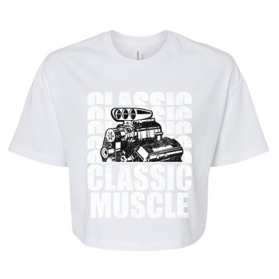 Classic Muscle Supercharged V8 Motor Mechanic Gift Bella+Canvas Jersey Crop Tee