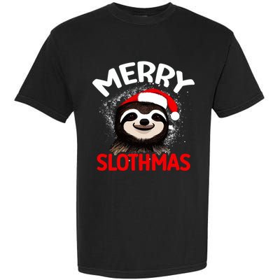 Cute Merry Slothmas Sloth Lover Christmas Pajamas Cool Gift Garment-Dyed Heavyweight T-Shirt