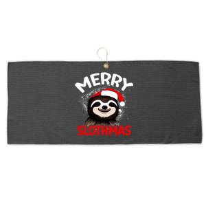 Cute Merry Slothmas Sloth Lover Christmas Pajamas Cool Gift Large Microfiber Waffle Golf Towel