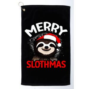 Cute Merry Slothmas Sloth Lover Christmas Pajamas Cool Gift Platinum Collection Golf Towel