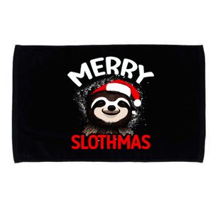 Cute Merry Slothmas Sloth Lover Christmas Pajamas Cool Gift Microfiber Hand Towel