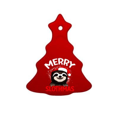 Cute Merry Slothmas Sloth Lover Christmas Pajamas Cool Gift Ceramic Tree Ornament