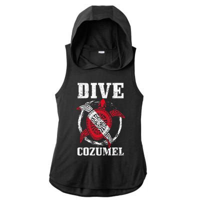 Cozumel Mexico Scuba Diving Flag Sea Turtle Scuba Diver Dive Ladies PosiCharge Tri-Blend Wicking Draft Hoodie Tank