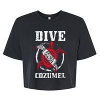 Cozumel Mexico Scuba Diving Flag Sea Turtle Scuba Diver Dive Bella+Canvas Jersey Crop Tee