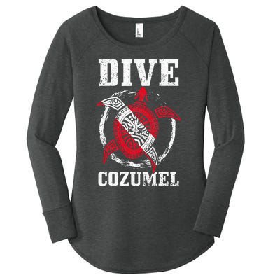 Cozumel Mexico Scuba Diving Flag Sea Turtle Scuba Diver Dive Women's Perfect Tri Tunic Long Sleeve Shirt