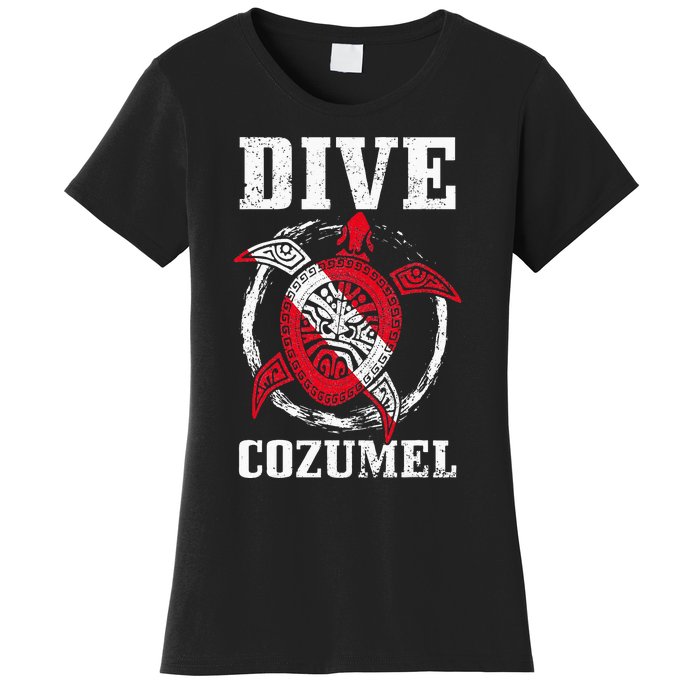 Cozumel Mexico Scuba Diving Flag Sea Turtle Scuba Diver Dive Women's T-Shirt