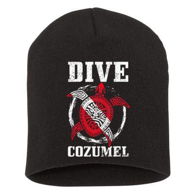 Cozumel Mexico Scuba Diving Flag Sea Turtle Scuba Diver Dive Short Acrylic Beanie