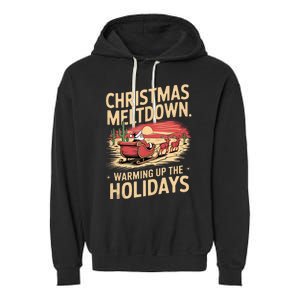 Christmas Meltdown. Santa Climate Change Global Warming Garment-Dyed Fleece Hoodie