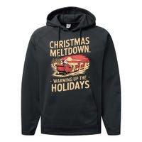 Christmas Meltdown. Santa Climate Change Global Warming Performance Fleece Hoodie