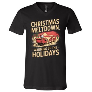 Christmas Meltdown. Santa Climate Change Global Warming V-Neck T-Shirt