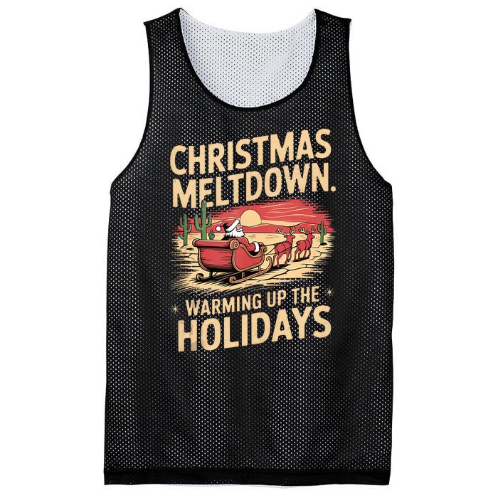 Christmas Meltdown. Santa Climate Change Global Warming Mesh Reversible Basketball Jersey Tank