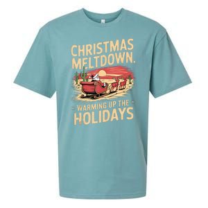 Christmas Meltdown. Santa Climate Change Global Warming Sueded Cloud Jersey T-Shirt