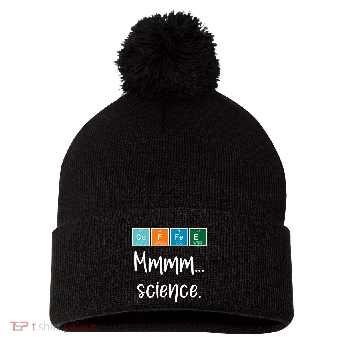 COFFEE Mmmm... Science Pom Pom 12in Knit Beanie
