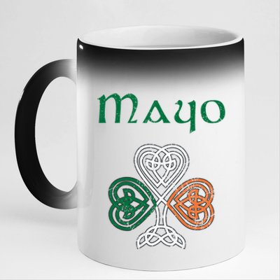 County Mayo Shamrock Ireland Flag Craic And Ceol Gift 11oz Black Color Changing Mug