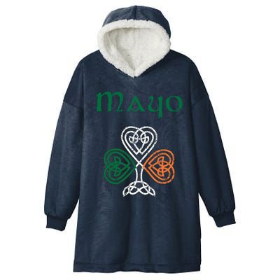 County Mayo Shamrock Ireland Flag Craic And Ceol Gift Hooded Wearable Blanket