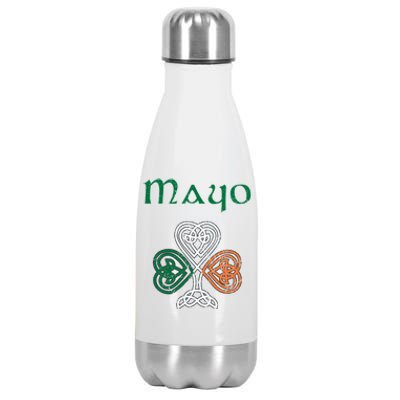 County Mayo Shamrock Ireland Flag Craic And Ceol Gift Stainless Steel Insulated Water Bottle