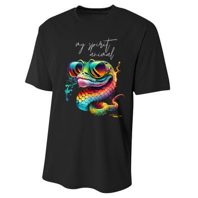 Colorful My Spirit Animal Is The Snake For Snake Lovers Performance Sprint T-Shirt