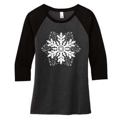 Christmas Mathematics Snowflake Math Teacher Student Pajamas Women's Tri-Blend 3/4-Sleeve Raglan Shirt