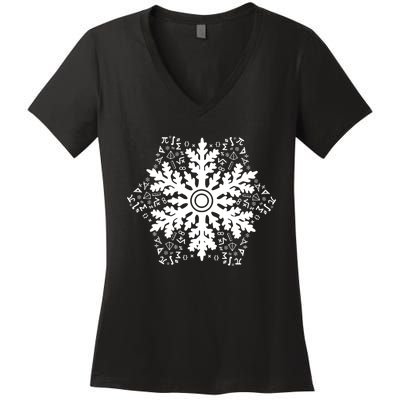 Christmas Mathematics Snowflake Math Teacher Student Pajamas Women's V-Neck T-Shirt