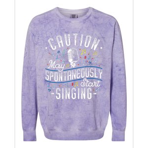 Caution May Spontaneously Start Singing Karaoke Singer Colorblast Crewneck Sweatshirt