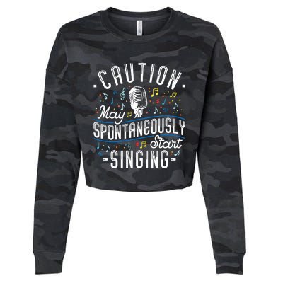 Caution May Spontaneously Start Singing Karaoke Singer Cropped Pullover Crew