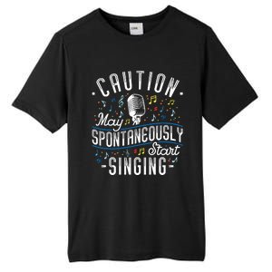 Caution May Spontaneously Start Singing Karaoke Singer Tall Fusion ChromaSoft Performance T-Shirt