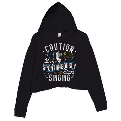 Caution May Spontaneously Start Singing Karaoke Singer Crop Fleece Hoodie