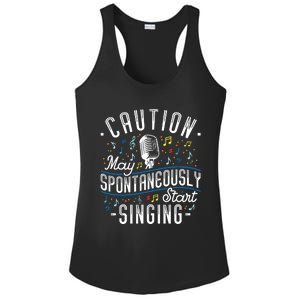 Caution May Spontaneously Start Singing Karaoke Singer Ladies PosiCharge Competitor Racerback Tank