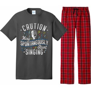 Caution May Spontaneously Start Singing Karaoke Singer Pajama Set