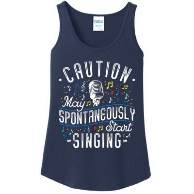 Caution May Spontaneously Start Singing Karaoke Singer Ladies Essential Tank