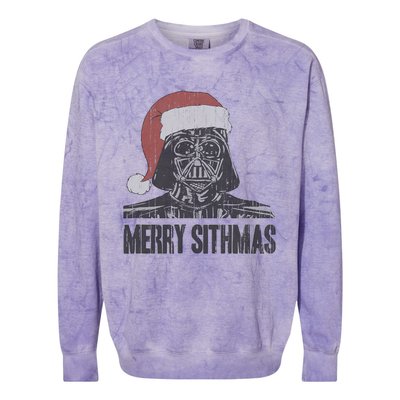 Christmas Merry Sithmas Distressed Colorblast Crewneck Sweatshirt