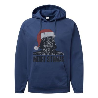 Christmas Merry Sithmas Distressed Performance Fleece Hoodie