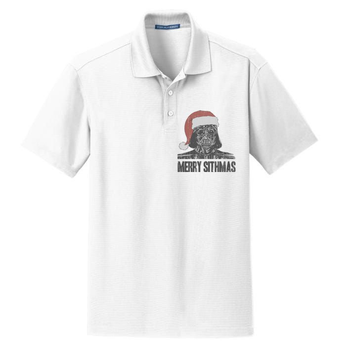 Christmas Merry Sithmas Distressed Dry Zone Grid Polo