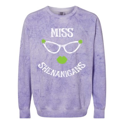 Cute Miss Shenanigans Funny St Patrick's Day Lucky Irish Gift Colorblast Crewneck Sweatshirt