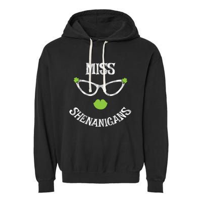 Cute Miss Shenanigans Funny St Patrick's Day Lucky Irish Gift Garment-Dyed Fleece Hoodie