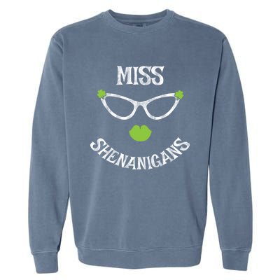 Cute Miss Shenanigans Funny St Patrick's Day Lucky Irish Gift Garment-Dyed Sweatshirt