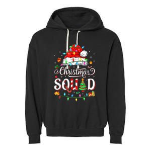 Christmas Morning Squad Red Buffalo Plaid Tree Santa Family Garment-Dyed Fleece Hoodie