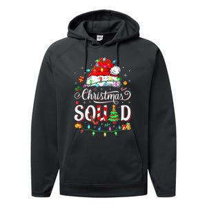 Christmas Morning Squad Red Buffalo Plaid Tree Santa Family Performance Fleece Hoodie