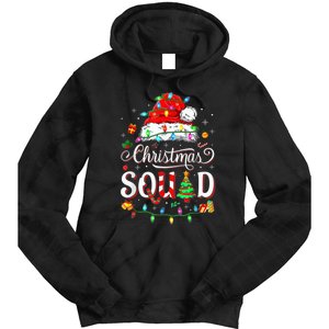 Christmas Morning Squad Red Buffalo Plaid Tree Santa Family Tie Dye Hoodie