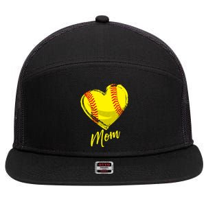 Cute Mom Softball Gift For Proud Pitchers Mama Aunt Gift 7 Panel Mesh Trucker Snapback Hat